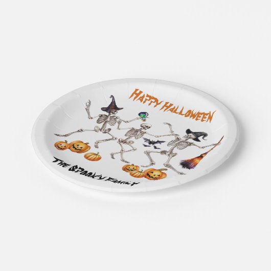 Assiettes En Carton Happy Halloween Dancing Skeletons (Angle)