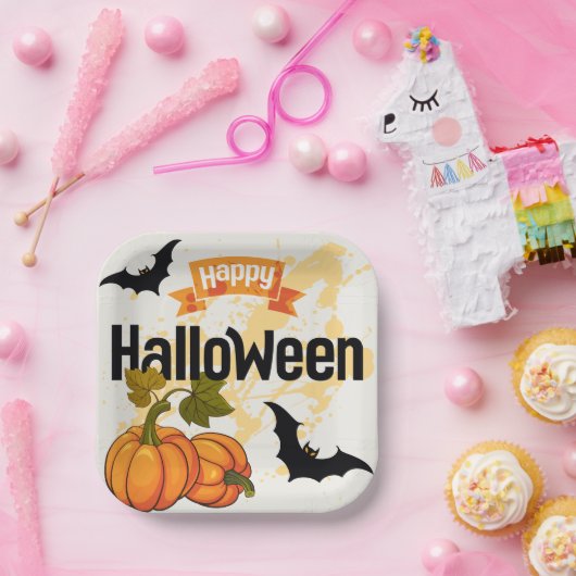 Assiettes En Carton Happy Halloween design (Fête)