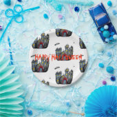 Assiettes En Carton Happy Halloween Éffrayant Castle Plaques de papier (Fête)