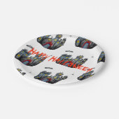 Assiettes En Carton Happy Halloween Éffrayant Castle Plaques de papier (Angle)