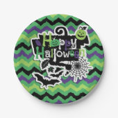 Assiettes En Carton Happy Halloween Éffrayant Fun (Devant)