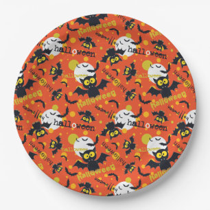 Assiettes En Carton Happy Halloween Fang Vampire Bat Moon Plaque de pa