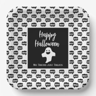 Assiettes En Carton Happy Halloween fantôme boo pas de trucs juste des