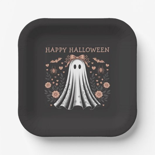 Assiettes En Carton Happy Halloween Ghost Party Plaques (Recto)