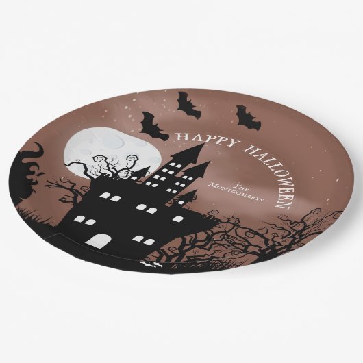 Assiettes En Carton Happy Halloween Haunted Castle (Angle)