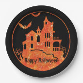 Assiettes En Carton Happy Halloween Haunted House (Devant)
