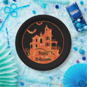 Assiettes En Carton Happy Halloween Haunted Plaques de papier maison (Fête)