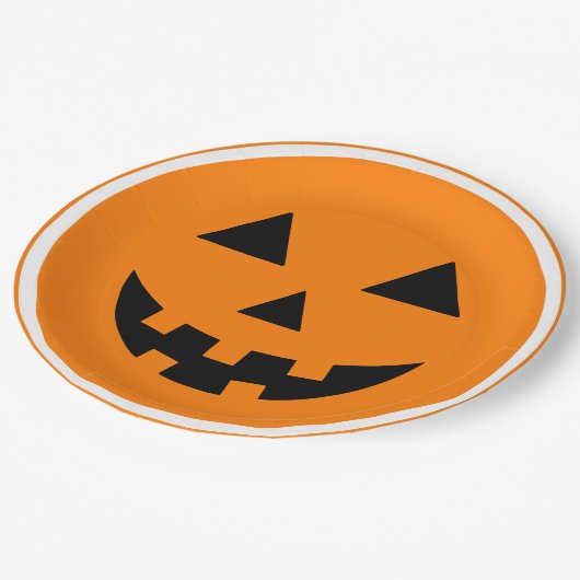 Assiettes En Carton Happy Halloween Jack'o Lantern Pumpkin Face (Angle)
