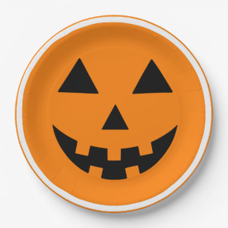 Assiettes En Carton Happy Halloween Jack'o Lantern Pumpkin Face