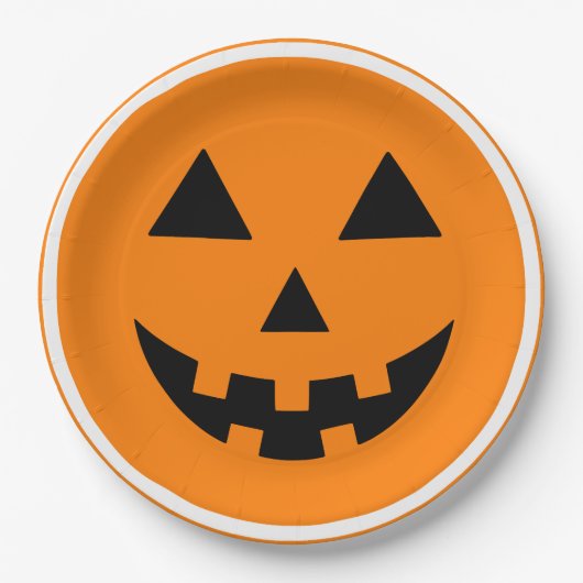 Assiettes En Carton Happy Halloween Jack'o Lantern Pumpkin Face (Devant)