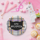 Assiettes En Carton Happy Halloween noir Chat visage Silhouette (Fête)