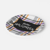 Assiettes En Carton Happy Halloween noir Chat visage Silhouette (Angle)