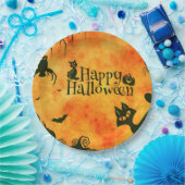 Assiettes En Carton Happy Halloween Papier Plaques Citrouilles Chats (Fête)