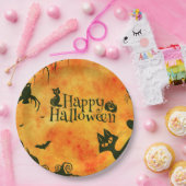 Assiettes En Carton Happy Halloween Papier Plaques Citrouilles Chats (Fête)