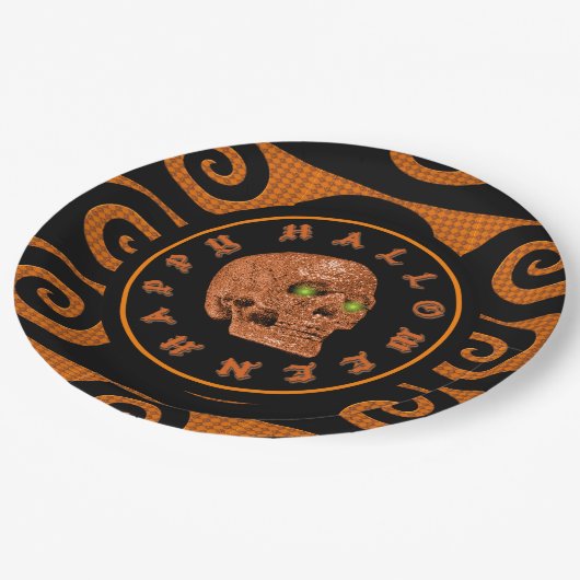 Assiettes En Carton Happy Halloween Parties scintillant Plaques de pap (Angle)