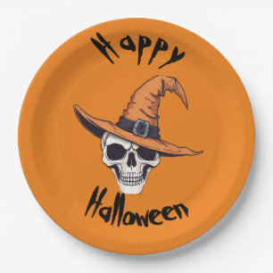 Assiettes En Carton Happy Halloween Plaque de papier crâne