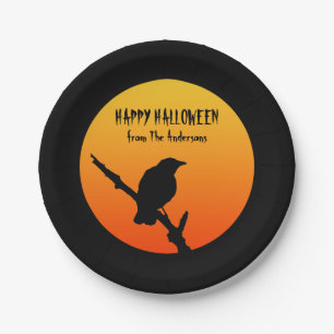 Assiettes En Carton Happy Halloween Plaque de papier Crow