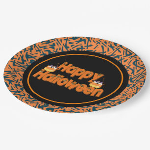 Assiettes En Carton Happy Halloween Plaques de papier texte Whimsical