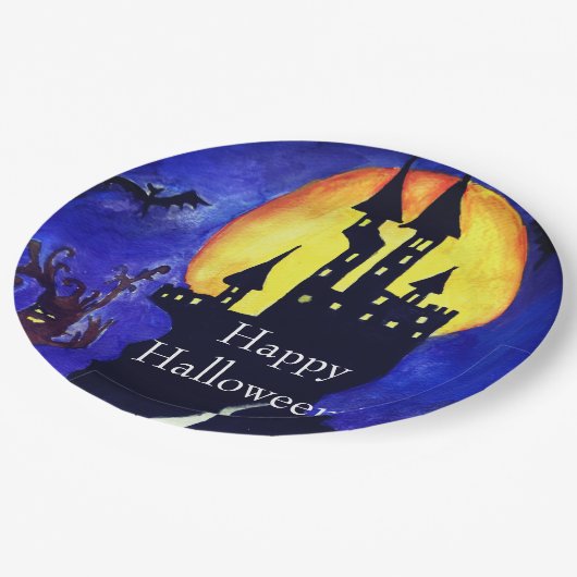 Assiettes En Carton Happy Halloween Plaques papier personnalisées 9 po (Angle)