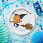 Assiettes En Carton Happy Halloween sorcière Citrouille Volant Chambre (Fête)