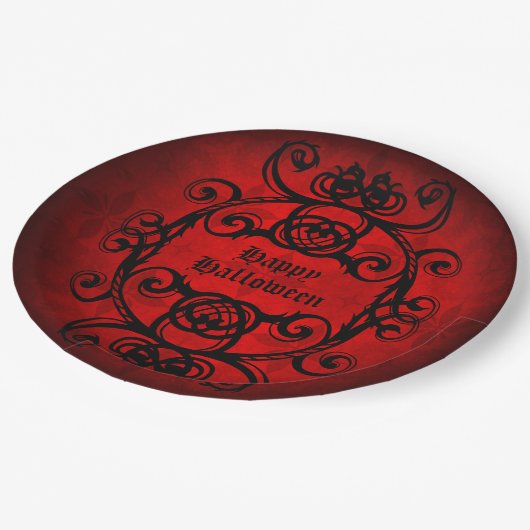 Assiettes En Carton Happy Halloween style gothique (Angle)