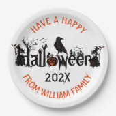 Assiettes En Carton Happy Halloween Typographie & Symboles Design (Devant)
