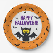 Assiettes En Carton Happy Halloween Vampire Plaque en papier chaume (Devant)