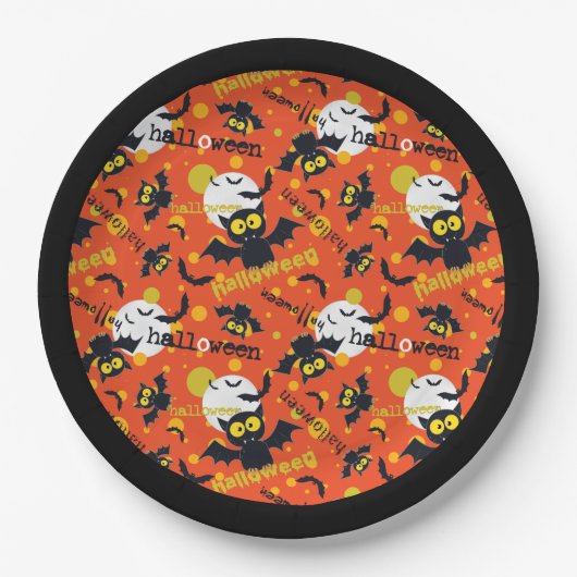 Assiettes En Carton Happy Halloween Vampire Plaque en papier chaume (Devant)
