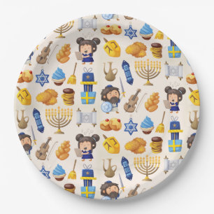 Assiettes En Carton Happy Hanoukka Plaque en papier