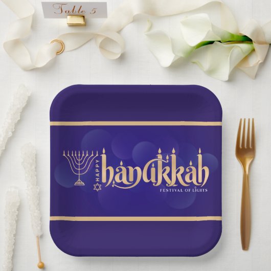 Assiettes En Carton Happy Hanukkah (Mariage)