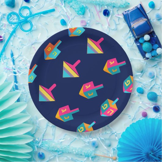 Assiettes En Carton Happy Hanukkah Festival dreidel Holiday Decoration (Fête)