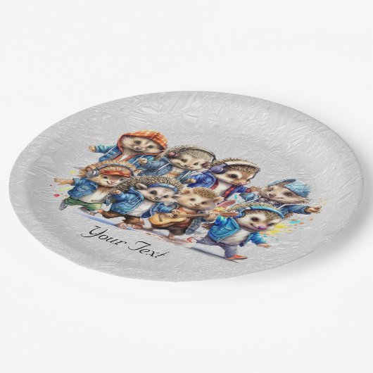 Assiettes En Carton Happy Happy Hérisson Aquarelle Plaque papier (Angle)