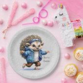 Assiettes En Carton Happy Happy Hérisson Aquarelle Plaque papier (Fête)