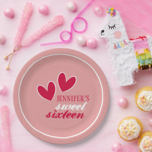 Assiettes En Carton Happy Hearts Sweet sixteen