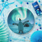Assiettes En Carton Happy Holidays Penguin Under Northern Lights (Fête)