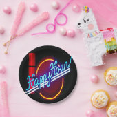 Assiettes En Carton Happy Hour Neon Panneau Plaques papier (Fête)