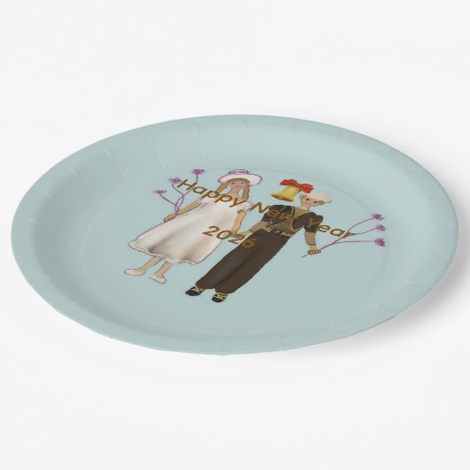 Assiettes En Carton Happy New Year 2026 (Angle)