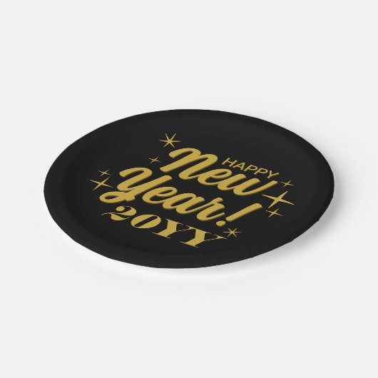 Assiettes En Carton Happy New Year 20YY Custom Round (Angle)