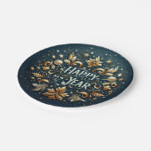 Assiettes En Carton Happy New Year Gold Flourish Festive (Angle)
