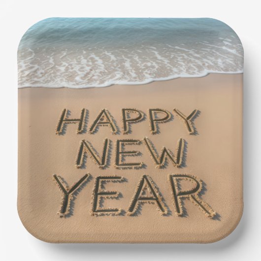 Assiettes En Carton Happy New Year Seashore (Recto)