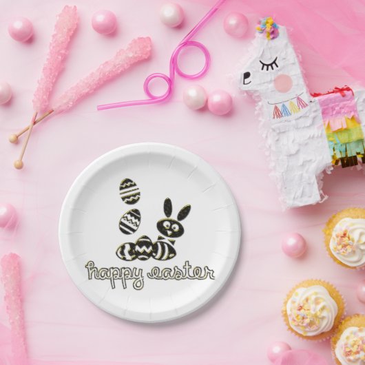 Assiettes En Carton Happy Pâques Plaques papier effet numérique Emboss (Fête)
