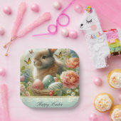 Assiettes En Carton Happy Pâques Retro Lapin Lapin Plaque Papier (Fête)