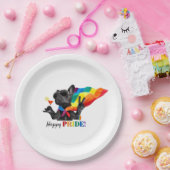 Assiettes En Carton Happy Pride Party Dog in Rainbow Cape (Fête)