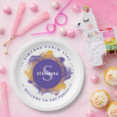 Assiettes En Carton Happy Purim - Plaque Monogramme personnalisée (Fête)