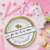 Assiettes En Carton HAPPY PURIM Script Personnalisé Plaque en papier (Fête)