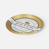 Assiettes En Carton HAPPY PURIM Script Plaque personnalisée avec or (Angle)