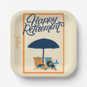 Assiettes En Carton Happy Retirement Beach Nom du monogramme (Recto)