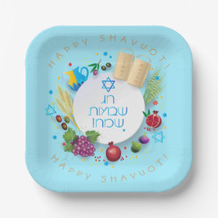 Assiettes En Carton Happy SHAVUOT ornement décoratif sept espèces