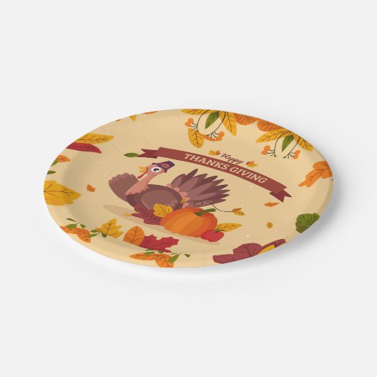 Assiettes En Carton Happy Thanksgiving (Angle)