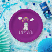 Assiettes En Carton Happy Vibes Typographie Awesome Rainbow & Unicorn (Fête)